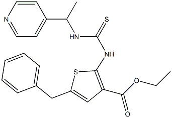 ethyl 5-benzyl-2-(3-(1-(pyridin-4-yl)ethyl)thioureido)thiophene-3-carboxylate Struktur