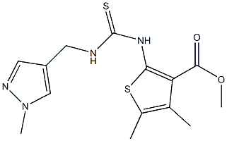 methyl 4,5-dimethyl-2-(3-((1-methyl-1H-pyrazol-4-yl)methyl)thioureido)thiophene-3-carboxylate Struktur