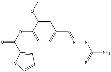 (E)-4-((2-carbamothioylhydrazono)methyl)-2-methoxyphenyl thiophene-2-carboxylate Struktur