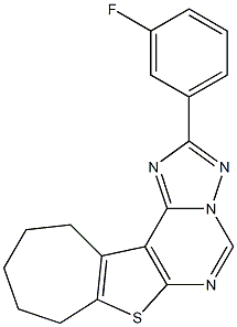 2-(3-fluorophenyl)-9,10,11,12-tetrahydro-8H-cyclohepta[4,5]thieno[3,2-e][1,2,4]triazolo[1,5-c]pyrimidine Struktur