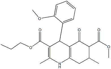 6-methyl 3-propyl 4-(2-methoxyphenyl)-2,7-dimethyl-5-oxo-1,4,5,6,7,8-hexahydroquinoline-3,6-dicarboxylate Struktur