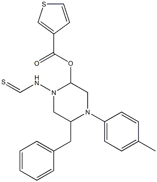 methyl 5-benzyl-2-(4-(4-hydroxyphenyl)piperazine-1-carbothioamido)thiophene-3-carboxylate Struktur