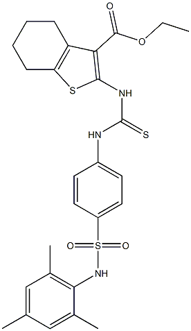 ethyl 2-(3-(4-(N-mesitylsulfamoyl)phenyl)thioureido)-4,5,6,7-tetrahydrobenzo[b]thiophene-3-carboxylate Struktur