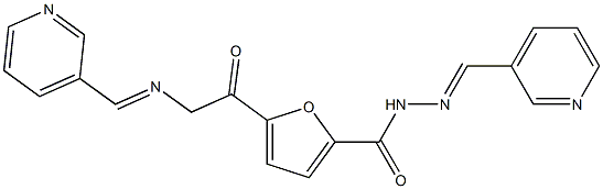 (E)-N'-(pyridin-3-ylmethylene)-5-(2-((E)-(pyridin-3-ylmethylene)amino)acetyl)furan-2-carbohydrazide Struktur