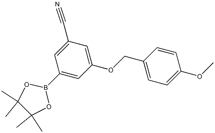 3-(4-Methoxy-benzyloxy)-5-(4,4,5,5-tetramethyl-[1,3,2]dioxaborolan-2-yl)-benzonitrile Struktur