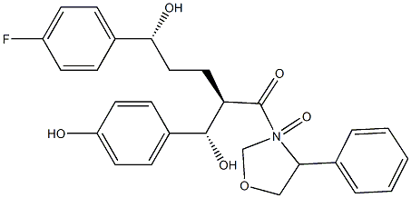 (S)-3-((2R,5R)-5-(4-fluorophenyl)-5-hydroxy-2-((S)-hydroxy(4-hydroxyphenyl)methyl)pentanoyl)-4-phenyloxazolidin-3-one Struktur