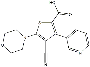 4-cyano-5-morpholino-3-(pyridin-3-yl)thiophene-2-carboxylic acid Struktur