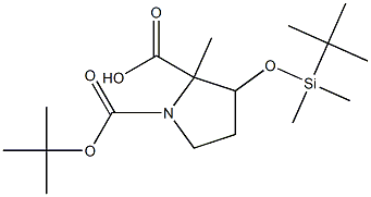 3-(tert-Butyl-dimethyl-silanyloxy)-pyrrolidine-1,2-dicarboxylic acid 1-tert-butyl ester 2-methyl ester Struktur