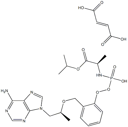 isopropyl (((((S)-1-(6-amino-9H-purin-9-yl)propan-2-yl)oxy)methyl)(phenoxy)phosphoryl)-D-alaninate fumarate Struktur