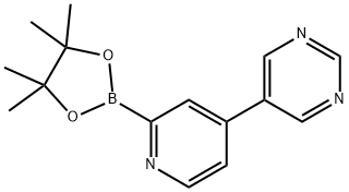 5-(2-(4,4,5,5-tetramethyl-1,3,2-dioxaborolan-2-yl)pyridin-4-yl)pyrimidine Struktur