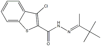 3-chloro-N'-(1,2,2-trimethylpropylidene)-1-benzothiophene-2-carbohydrazide Struktur