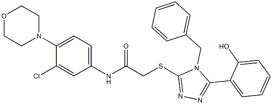 2-((4-benzyl-5-(2-hydroxyphenyl)-4H-1,2,4-triazol-3-yl)thio)-N-(3-chloro-4-morpholinophenyl)acetamide Struktur