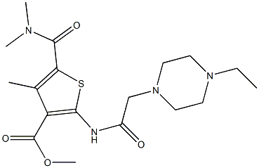 methyl 5-(dimethylcarbamoyl)-2-(2-(4-ethylpiperazin-1-yl)acetamido)-4-methylthiophene-3-carboxylate Struktur