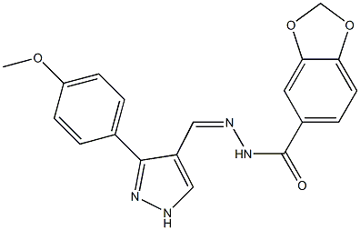 (Z)-N'-((3-(4-methoxyphenyl)-1H-pyrazol-4-yl)methylene)benzo[d][1,3]dioxole-5-carbohydrazide Struktur