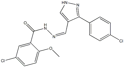 (Z)-5-chloro-N'-((3-(4-chlorophenyl)-1H-pyrazol-4-yl)methylene)-2-methoxybenzohydrazide Struktur