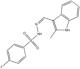 (Z)-4-fluoro-N'-((2-methyl-1H-indol-3-yl)methylene)benzenesulfonohydrazide Struktur