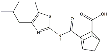 3-((4-isobutyl-5-methylthiazol-2-yl)carbamoyl)bicyclo[2.2.1]heptane-2-carboxylic acid Struktur