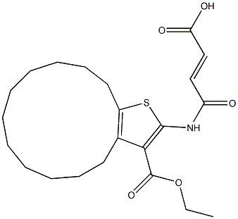 (E)-4-((3-(ethoxycarbonyl)-5,6,7,8,9,10,11,12,13,14-decahydro-4H-cyclotrideca[b]thiophen-2-yl)amino)-4-oxobut-2-enoic acid Struktur