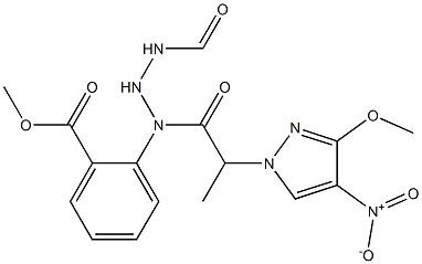 methyl 2-(2-(2-(3-methoxy-4-nitro-1H-pyrazol-1-yl)propanoyl)hydrazinecarboxamido)benzoate Struktur