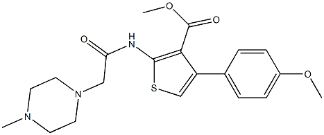 methyl 4-(4-methoxyphenyl)-2-(2-(4-methylpiperazin-1-yl)acetamido)thiophene-3-carboxylate Struktur