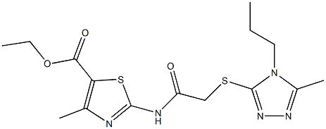 ethyl 4-methyl-2-(2-((5-methyl-4-propyl-4H-1,2,4-triazol-3-yl)thio)acetamido)thiazole-5-carboxylate Struktur