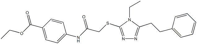 ethyl 4-(2-((4-ethyl-5-phenethyl-4H-1,2,4-triazol-3-yl)thio)acetamido)benzoate Struktur