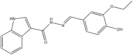 (E)-N'-(3-ethoxy-4-hydroxybenzylidene)-1H-indole-3-carbohydrazide Struktur