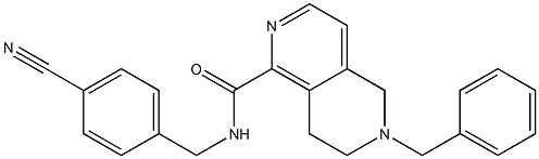 6-Benzyl-5,6,7,8-tetrahydro-[2,6]naphthyridine-1-carboxylic acid 4-cyano-benzylamide Struktur