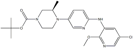 tert-butyl (3R)-4-{6-[(5-chloro-2-methoxypyridin-3-yl)amino]pyridin-3-yl}-3-methylpiperazine-1-carboxylate Struktur