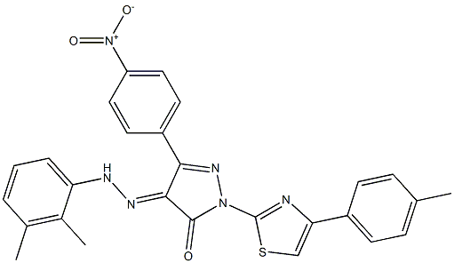 4-[(2,3-dimethylphenyl)hydrazono]-2-[4-(4-methylphenyl)-1,3-thiazol-2-yl]-5-(4-nitrophenyl)-2,4-dihydro-3H-pyrazol-3-one Struktur