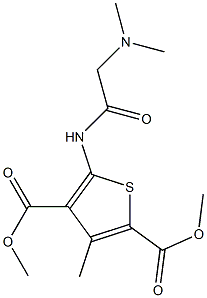 dimethyl 5-(2-(dimethylamino)acetamido)-3-methylthiophene-2,4-dicarboxylate Struktur