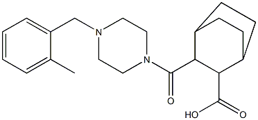 3-(4-(2-methylbenzyl)piperazine-1-carbonyl)bicyclo[2.2.2]octane-2-carboxylic acid Struktur