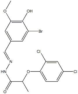 (E)-N'-(3-bromo-4-hydroxy-5-methoxybenzylidene)-2-(2,4-dichlorophenoxy)propanehydrazide Struktur