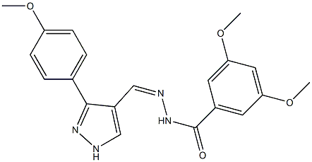 (Z)-3,5-dimethoxy-N'-((3-(4-methoxyphenyl)-1H-pyrazol-4-yl)methylene)benzohydrazide Struktur