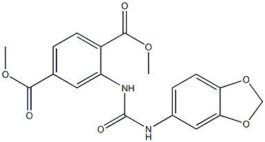 dimethyl 2-(3-(benzo[d][1,3]dioxol-5-yl)ureido)terephthalate Struktur