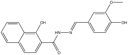 (E)-1-hydroxy-N'-(4-hydroxy-3-methoxybenzylidene)-2-naphthohydrazide Struktur