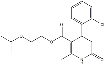 2-isopropoxyethyl 4-(2-chlorophenyl)-2-methyl-6-oxo-1,4,5,6-tetrahydropyridine-3-carboxylate Struktur