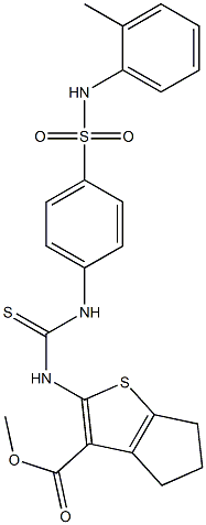 methyl 2-(3-(4-(N-(o-tolyl)sulfamoyl)phenyl)thioureido)-5,6-dihydro-4H-cyclopenta[b]thiophene-3-carboxylate Struktur