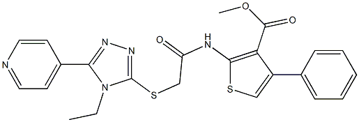 methyl 2-(2-((4-ethyl-5-(pyridin-4-yl)-4H-1,2,4-triazol-3-yl)thio)acetamido)-4-phenylthiophene-3-carboxylate Struktur