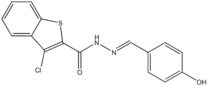 (E)-3-chloro-N'-(4-hydroxybenzylidene)benzo[b]thiophene-2-carbohydrazide Struktur