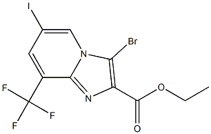 3-Bromo-6-iodo-8-trifluoromethyl-imidazo[1,2-a]pyridine-2-carboxylic acid ethyl ester Struktur