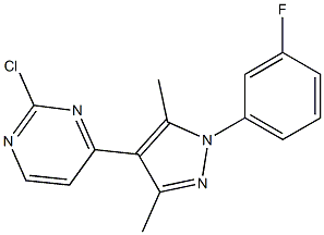 2-chloro-4-(1-(3-fluorophenyl)-3,5-dimethyl-1H-pyrazol-4-yl)pyrimidine Struktur