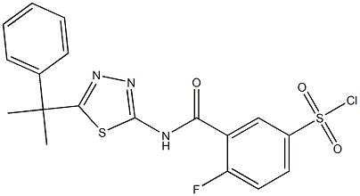 4-fluoro-3-(5-(2-phenylpropan-2-yl)-1,3,4-thiadiazol-2-ylcarbamoyl)benzene-1-sulfonyl chloride