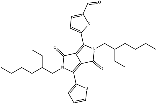 5-(2,5-Bis(2-ethylhexyl)-3,6-dioxo-4-(thiophen-2-yl)-2,3,5,6-tetrahydropyrrolo[3,4-c]pyrrol-1-yl)thiophene-2-carbaldehyde Struktur