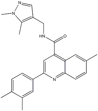 2-(3,4-dimethylphenyl)-N-[(1,5-dimethyl-1H-pyrazol-4-yl)methyl]-6-methylquinoline-4-carboxamide Struktur