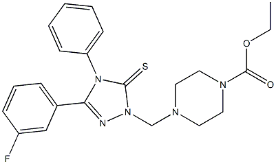 ethyl 4-((3-(3-fluorophenyl)-4-phenyl-5-thioxo-4,5-dihydro-1H-1,2,4-triazol-1-yl)methyl)piperazine-1-carboxylate Struktur