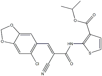 (E)-isopropyl 2-(3-(6-chlorobenzo[d][1,3]dioxol-5-yl)-2-cyanoacrylamido)thiophene-3-carboxylate Struktur