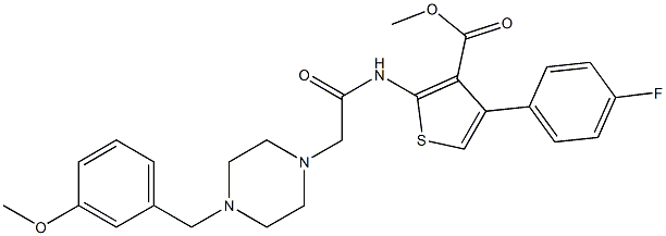 methyl 4-(4-fluorophenyl)-2-(2-(4-(3-methoxybenzyl)piperazin-1-yl)acetamido)thiophene-3-carboxylate Struktur