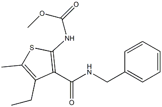 methyl (3-(benzylcarbamoyl)-4-ethyl-5-methylthiophen-2-yl)carbamate Struktur