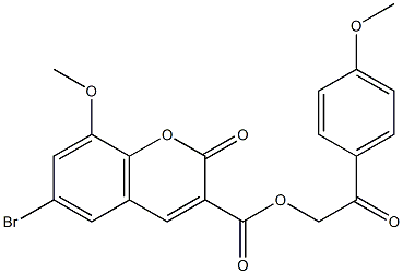 2-(4-methoxyphenyl)-2-oxoethyl 6-bromo-8-methoxy-2-oxo-2H-chromene-3-carboxylate Struktur